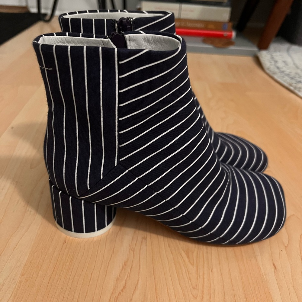 Maison Margiela Navy and White Striped Ankle Boots